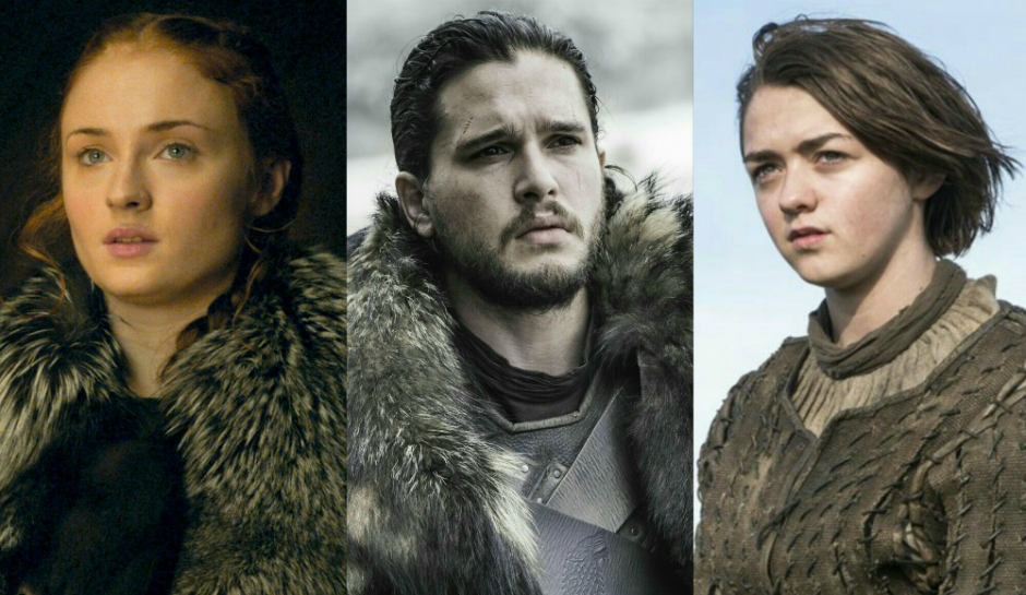 Game of Thrones - Sansa Stark (Sophie Turner) Jon Snow (Kit Harington) and Arya Stark (Maisie Williams) are all seen in first look at Season 7