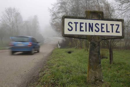 A road sign mark the entrance of Steinseltz near Wissembourg, Eastern France, December 10, 2015, where Foued Mohamed-Aggad spent a part of his childhood. REUTERS/Vincent Kessler