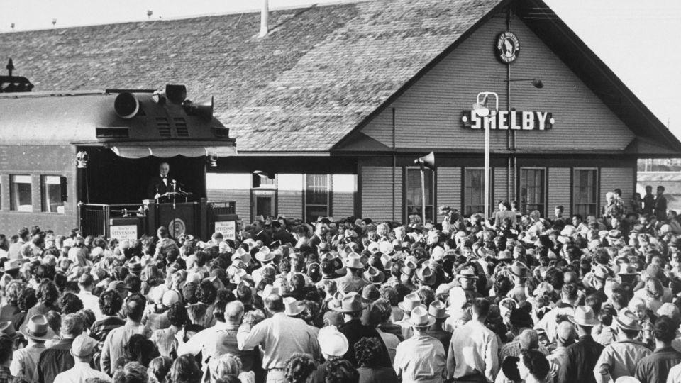 President Harry S. Truman speaking during his whistle-stop campaign in 1948. - George Skadding/The LIFE Picture Collection/Shutterstock