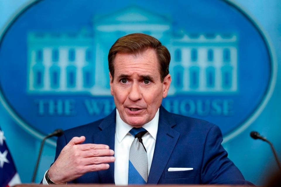 PHOTO: National Security Council spokesman John Kirby speaks during a press briefing at the White House, Dec. 19, 2023.  (Susan Walsh/AP)