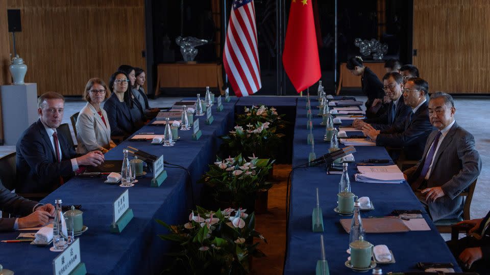 China's top diplomat Wang Yi and White House national security adviser Jake Sullivan met at Yanqi Lake in Beijing, China, on August 27, 2024. - Ng Han Guan/Pool/Reuters