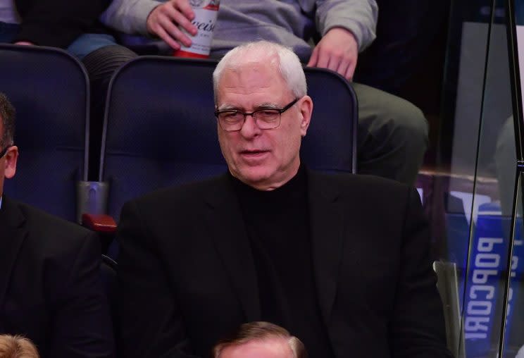Phil Jackson doesn’t appear to be helping the Knicks’ situation with Carmelo Anthony. (Getty Images)