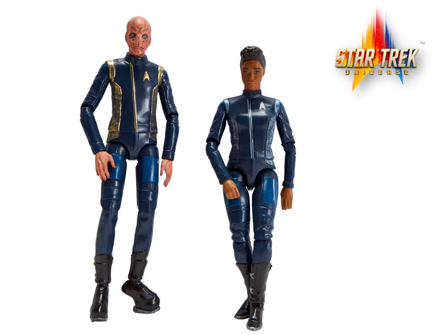 Saru and Michael Burnham are the first Playmates Toys Star Trek: Discovery figures.