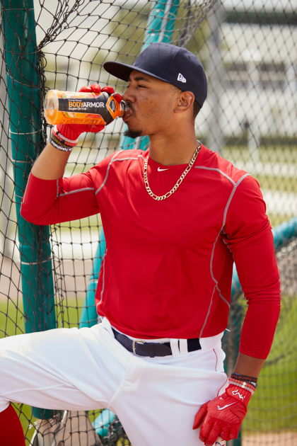 Mookie Betts is the newest face of BODYARMOR sports drink. (Pic via BODYARMOR)