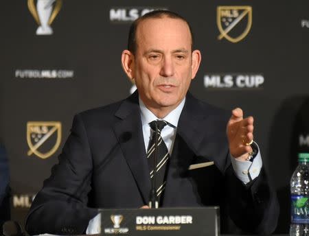 Dec 8, 2017; Toronto, Ontario, Canada; MLS commissioner Don Garber speaks during a state of the league address at Westin Harbour Castle. Dan Hamilton-USA TODAY Sports