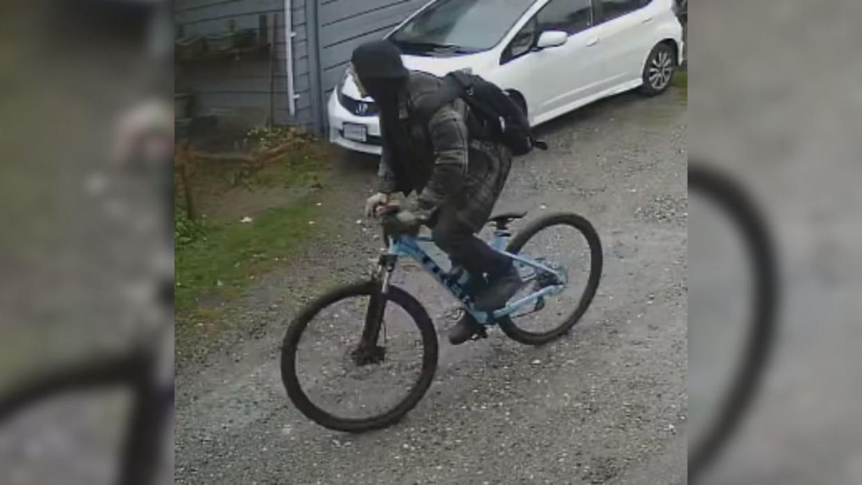 The Vancouver Police Department has released this photo of a man who is suspected of trying to lure a child in East Vancouver on Sunday evening. (Vancouver Police Department - image credit)