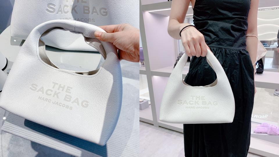精品小白入門款：Marc Jacobs The Sack Bag 包袱包，NT$15,900！圖片來源：編輯拍攝