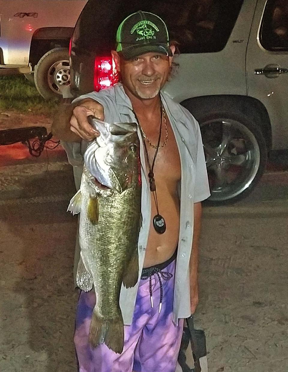 Rick Combee had big bass with a 6.70-pounder during the Country Boys Fishing LLC Monday Nighter tournament Aug. 1 on Lake Rochelle.