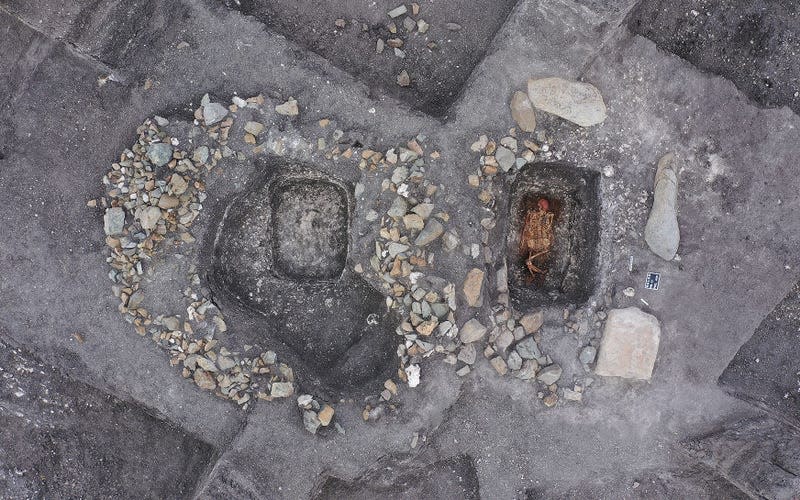 The grave of a horse rider in Malomirovo, Bulgaria.