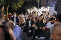 Giuseppe Conte e la compagna Olivia Paladino alla prima di Cinema America in Piazza San Cosimato, Roma.