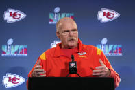 Kansas City Chiefs head coach Andy Reid answers a question during an NFL football Super Bowl media availability in Scottsdale, Ariz., Tuesday, Feb. 7, 2023. The Chiefs will play against the Philadelphia Eagles in Super Bowl 57 on Sunday. (AP Photo/Ross D. Franklin)