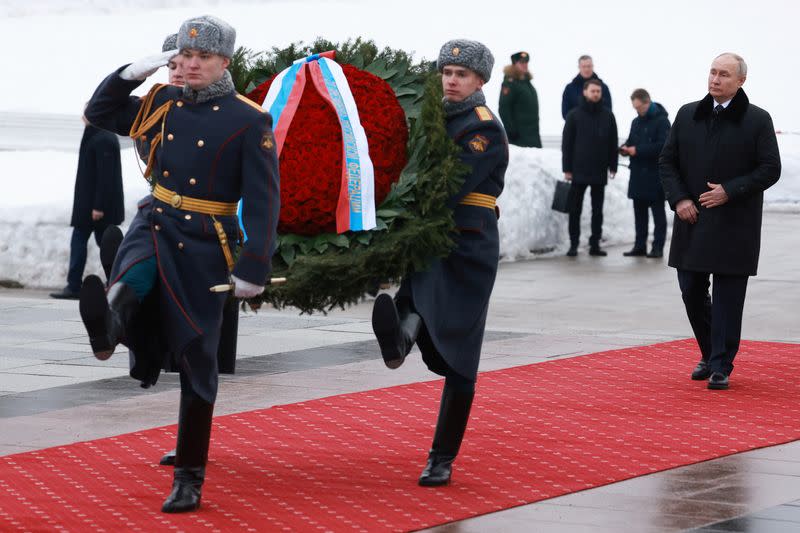 Russian President Putin attends a ceremony marking the anniversary of the Leningrad siege lifting in Saint Petersburg