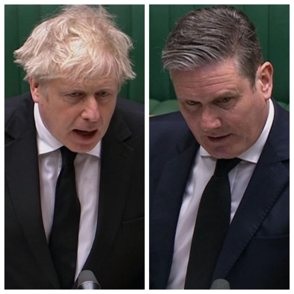 Boris Johnson and Sir Keir Starmer during PMQs