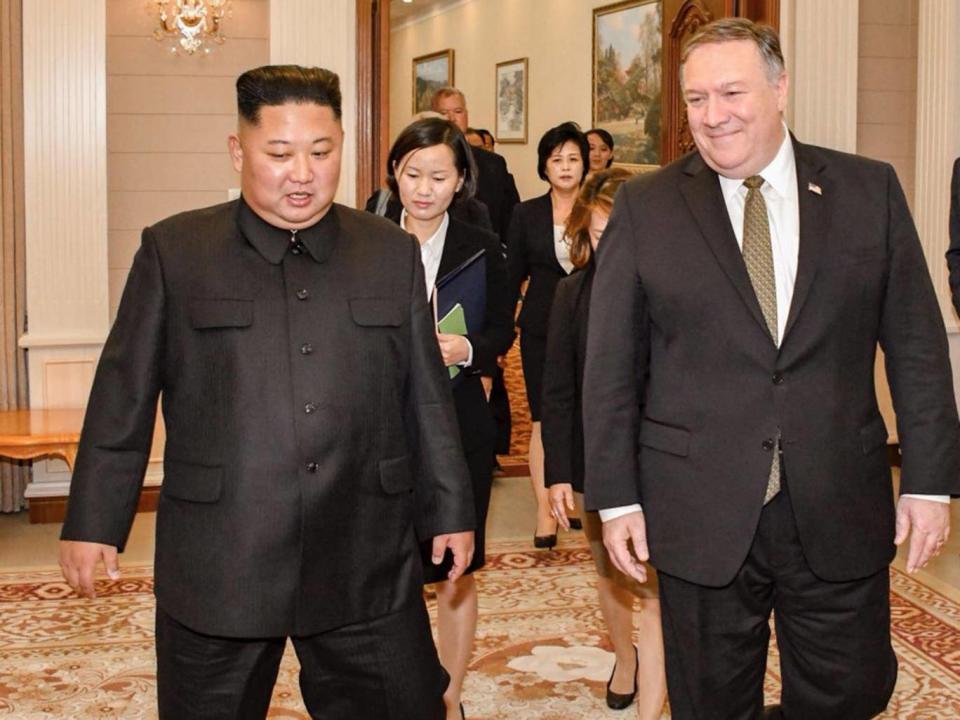 Mike Pompeo after a meeting with North Korean leader Kim Jong-un during a trip to Pyongyang (Twitter)