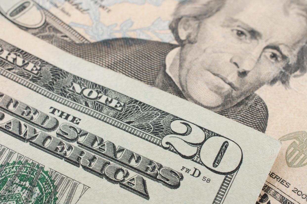 Closeup of $20 U.S. bill