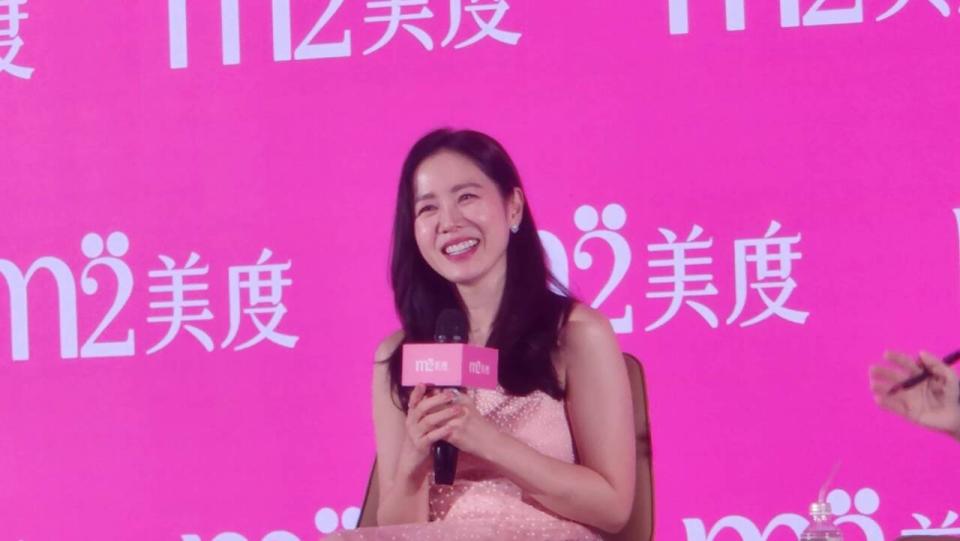 韓國女星孫藝珍首度來台，為美容飲品代言，除了想品嘗小籠包，也希望有機會帶家人一起來寶島旅遊。(江昭倫 攝)