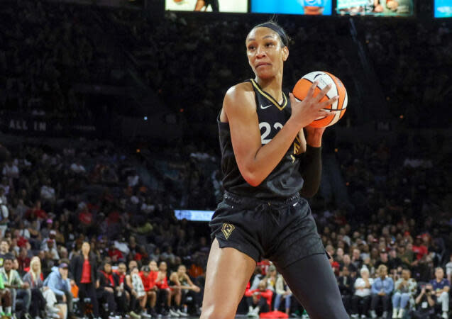 A'ja Wilson of the Las Vegas Aces shoots the ball during the game News  Photo - Getty Images