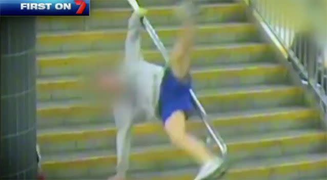 Sliding down a handrail, there is a good chance of this happening. Photo: 7 News