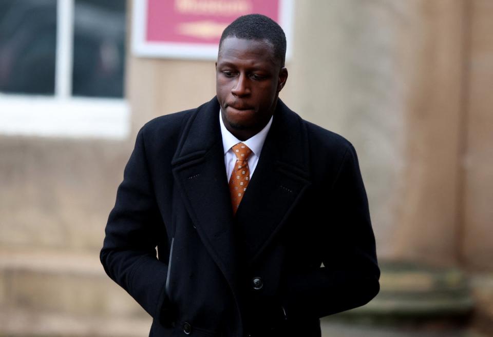 Manchester City's Benjamin Mendy arrives at Chester Crown Court for his trial following allegations of rape and sexual assault (REUTERS)