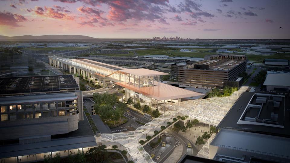 Artist's impression of a proposed Melbourne Airport Train station.