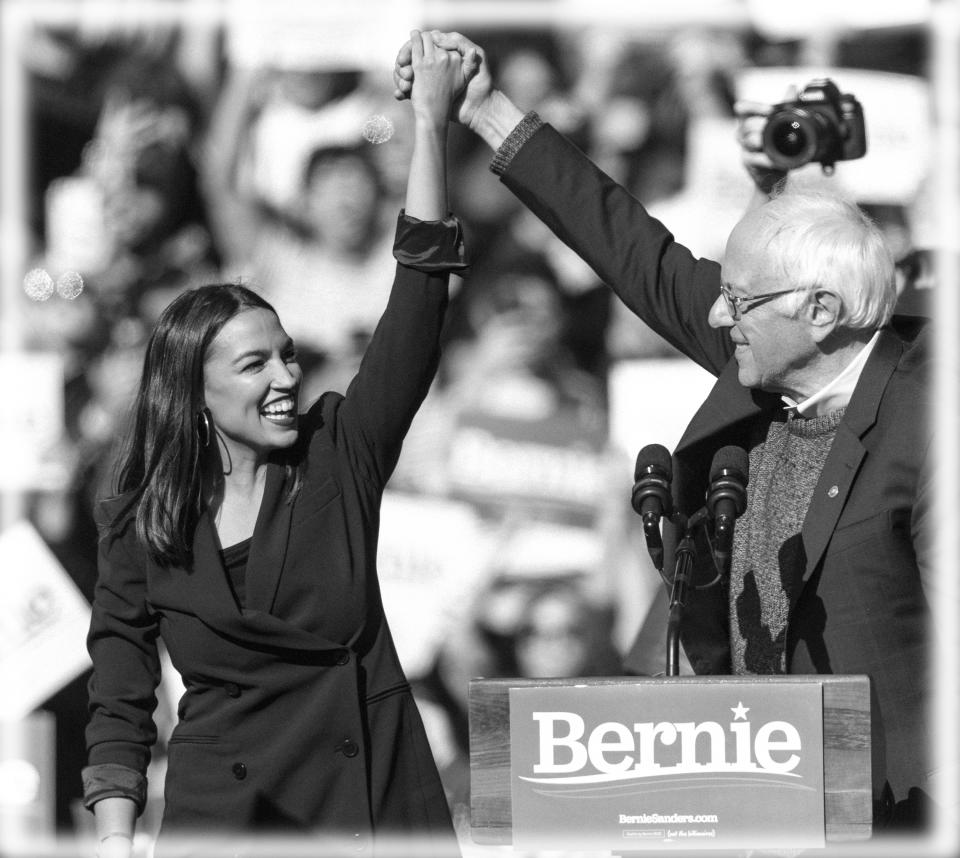 Alexandria Ocasio-Cortez and Bernie Sanders