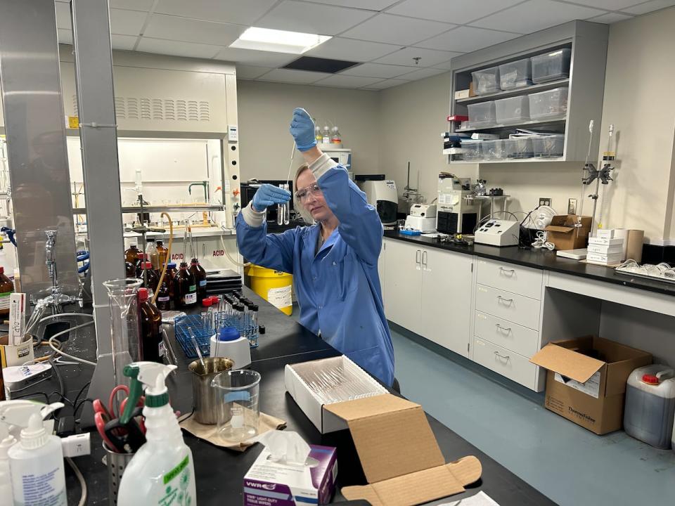 Technician Carrie Greene analyzes fatty acids in a Dalhousie University lab on Sept. 27, 2023.