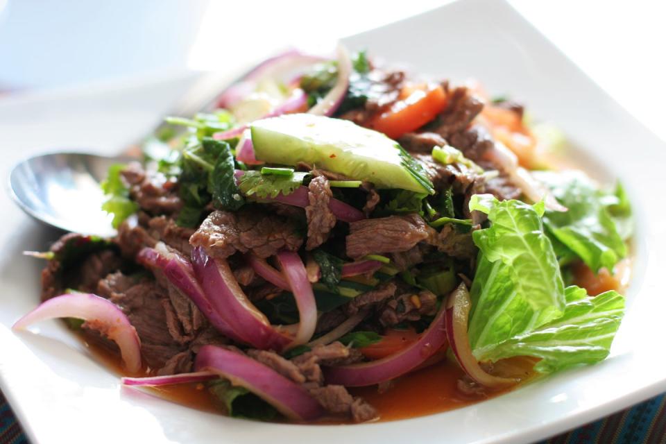 Asian Beef Salad with Sriracha Honey Dressing