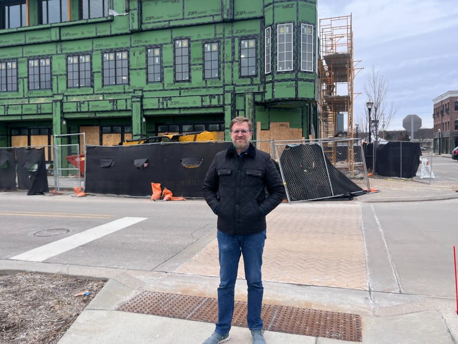 Myrth chef Paul Berglund stands in front of the future location for Myrth.