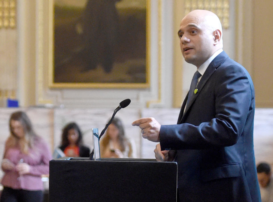 Conservative leadership hopeful Home Secretary Sajid Javid at the launch of the Centre for Policy Studies essay collection on Britain Beyond Brexit in central London.