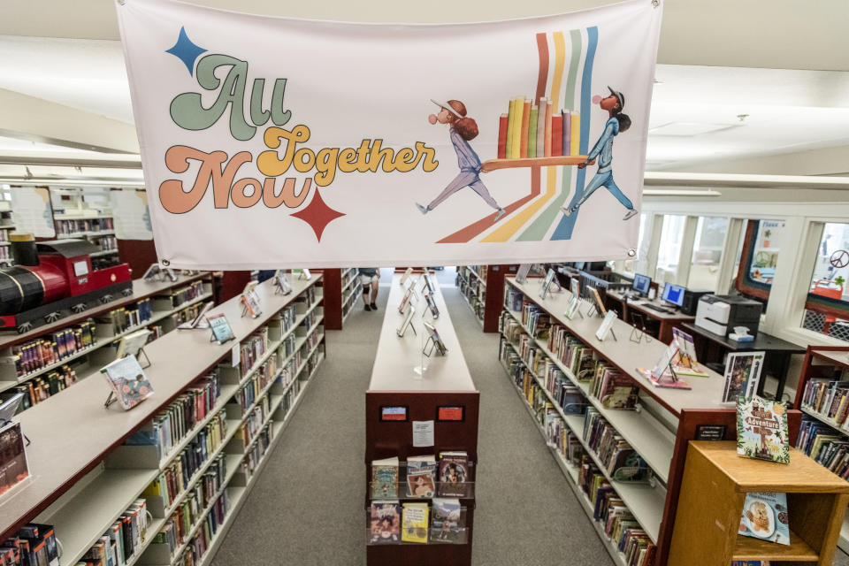 The Saline County Library in Benton, Ark., on May 25, 2023.  (Brandon Dill for NBC News)