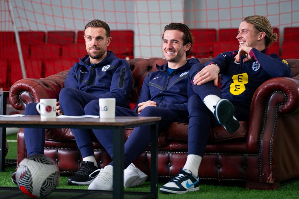 Ben Chilwell (centre), Jordan Henderson (left) and Conor Gallagher (right) could all be part of England’s squad at Euro 2024 (Sportsbeat)