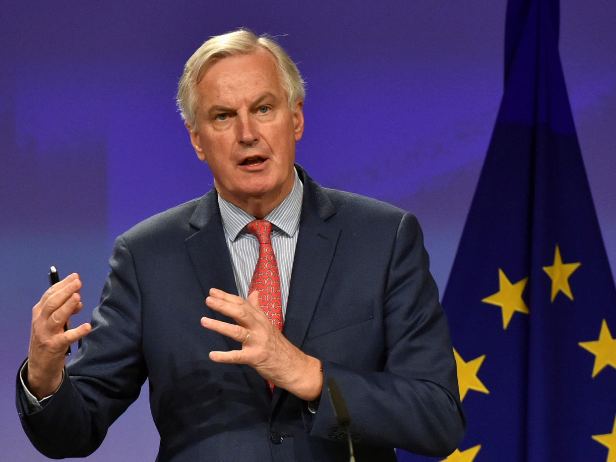 European Union's chief Brexit negotiator Michel Barnier gestures during a news conference: Reuters