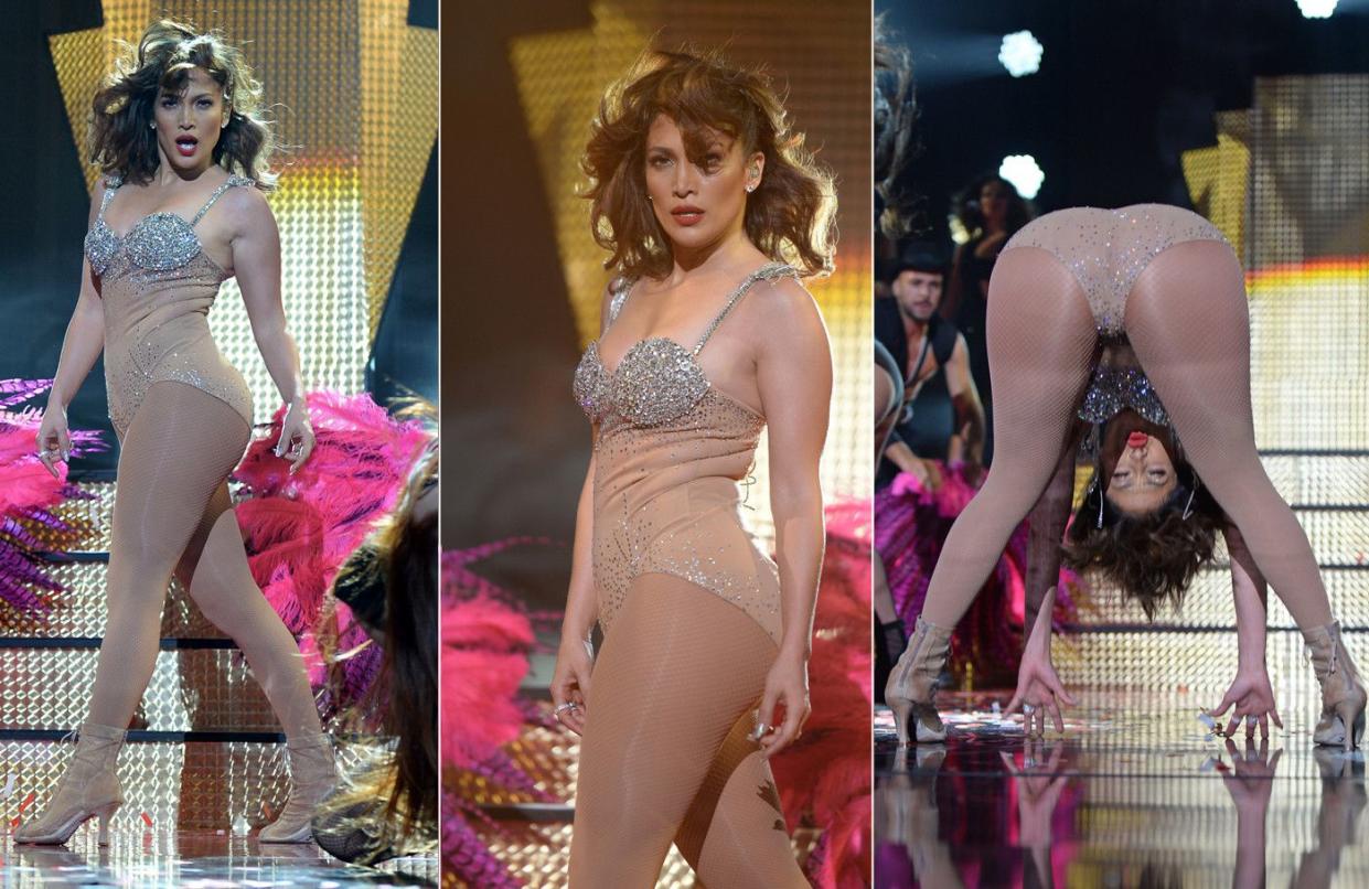 Leave it to Jennifer Lopez to put on a show! The 46-year-old showed off her famous curves from (ahem) every angle in a nude embellished bodysuit during a racy performance at iHeartRadio Fiesta Latina in Miami, Florida on Nov. 7, 2015.