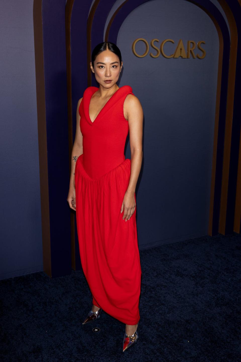 Greta Lee at the Governors Awards in Hollywood, California on January 9, 2024.