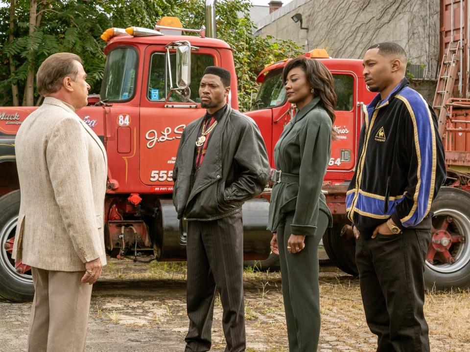 Patina Miller as Raquel Thomas London Brown as Marvin and Malcolm M. Mays as Lou-Lou in "Raising Kanan"