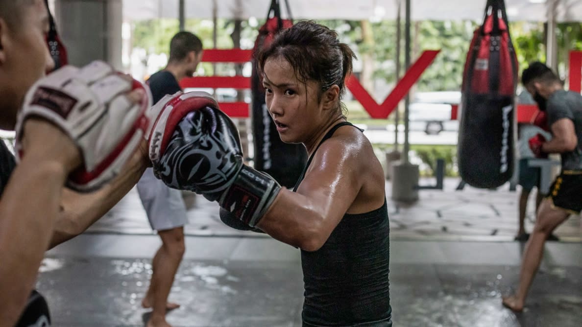 Korean MMA athlete Song Ka Yeon from the Evolve Fight Team training Muay Thai (PHOTO: Evolve MMA)  