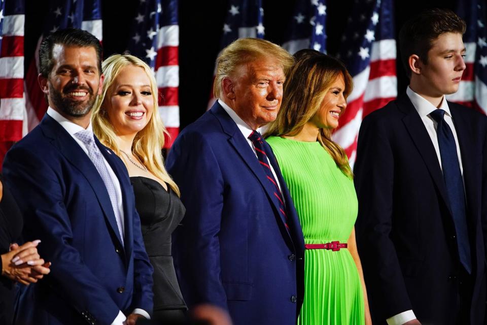 Donald Trump Jr., Tiffany Trump, US President Donald J. Trump, US First Lady Melania Trump and Barron Trump