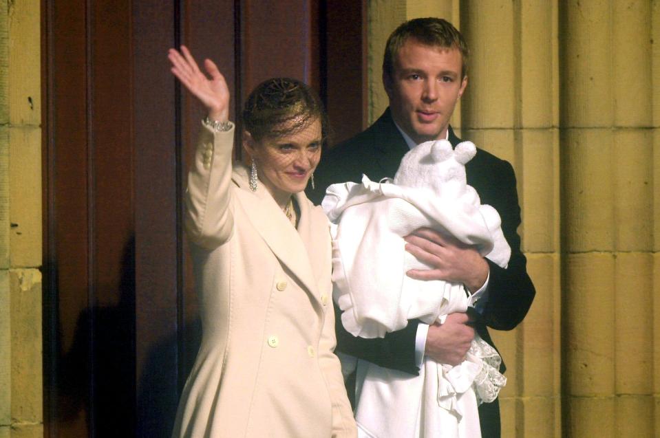 <span><span>Madonna and Guy Ritchie at the Christening of their baby Rocco</span><span>Shutterstock</span></span>