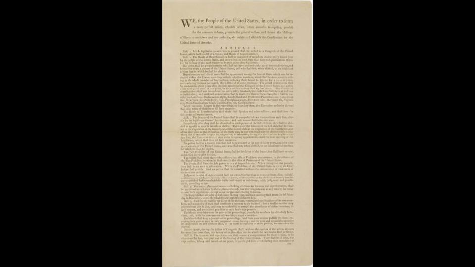 A rare first printing of the U.S. Constitution will be on public display, alongside North Carolina’s copy of the Bill of Rights, at the N.C. Museum of History in Raleigh on Dec. 7.