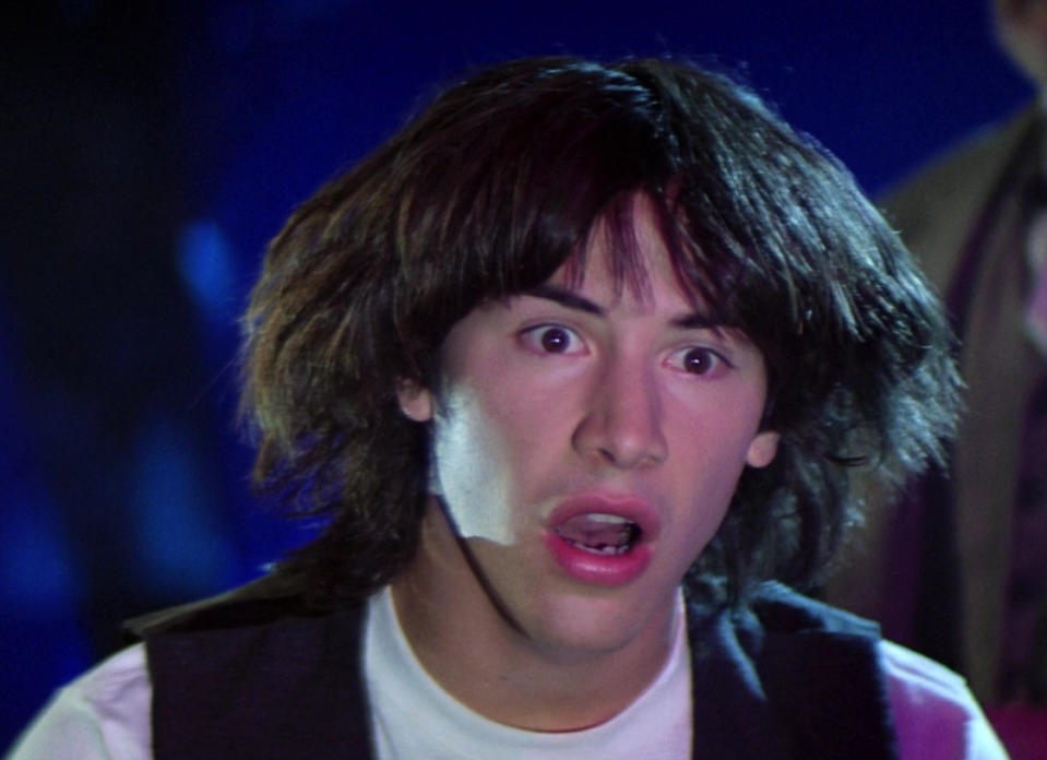 <span><span>Keanu Reeves, age 25 in 'Bill & Ted's Excellent Adventure', 1989</span><span>MoviestillsDB/Nelson Entertainment</span></span>