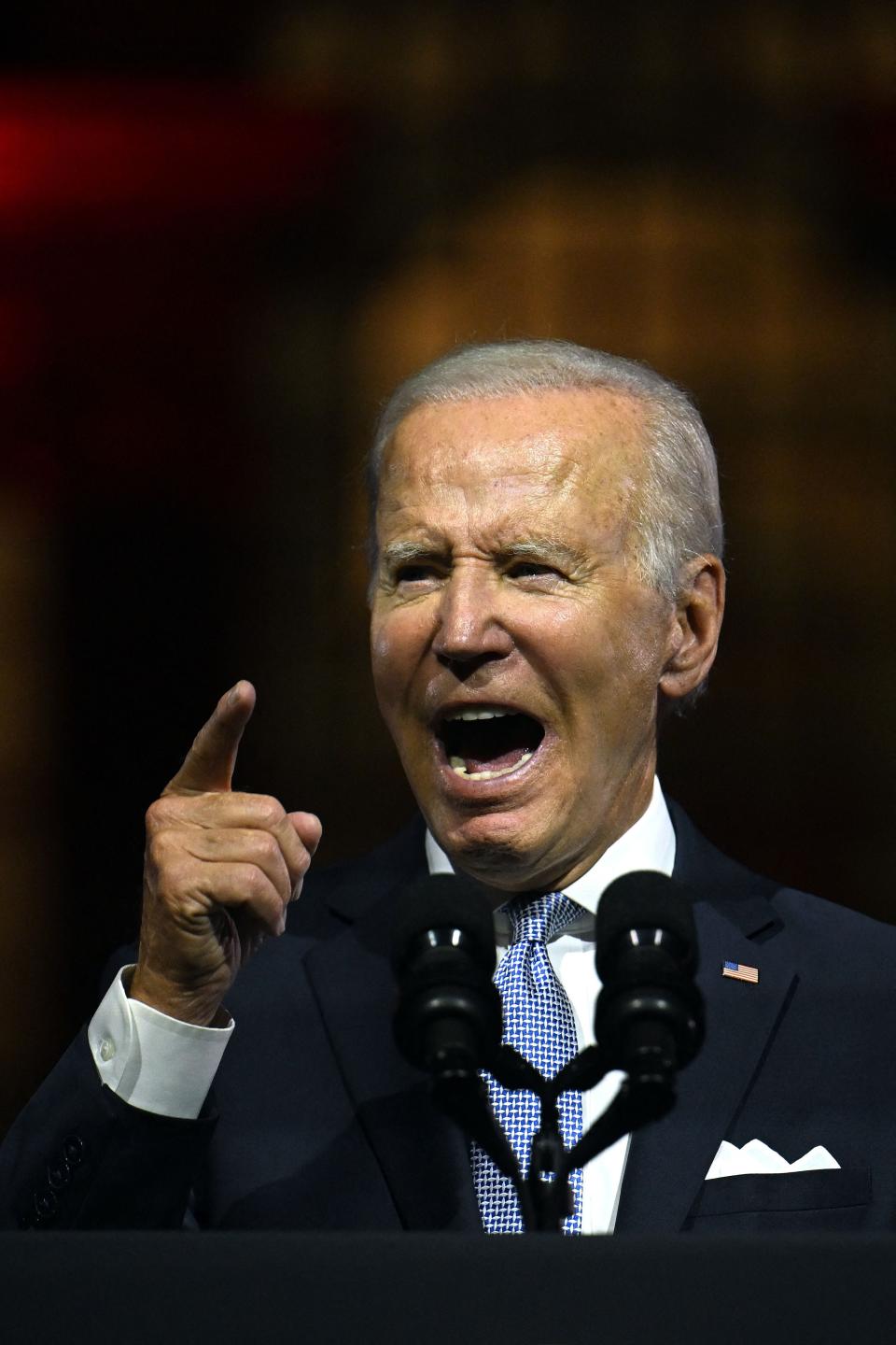 President Joe Biden speaks outside of Independence National Historical Park in Philadelphia, Pennsylvania, on September 1, 2022