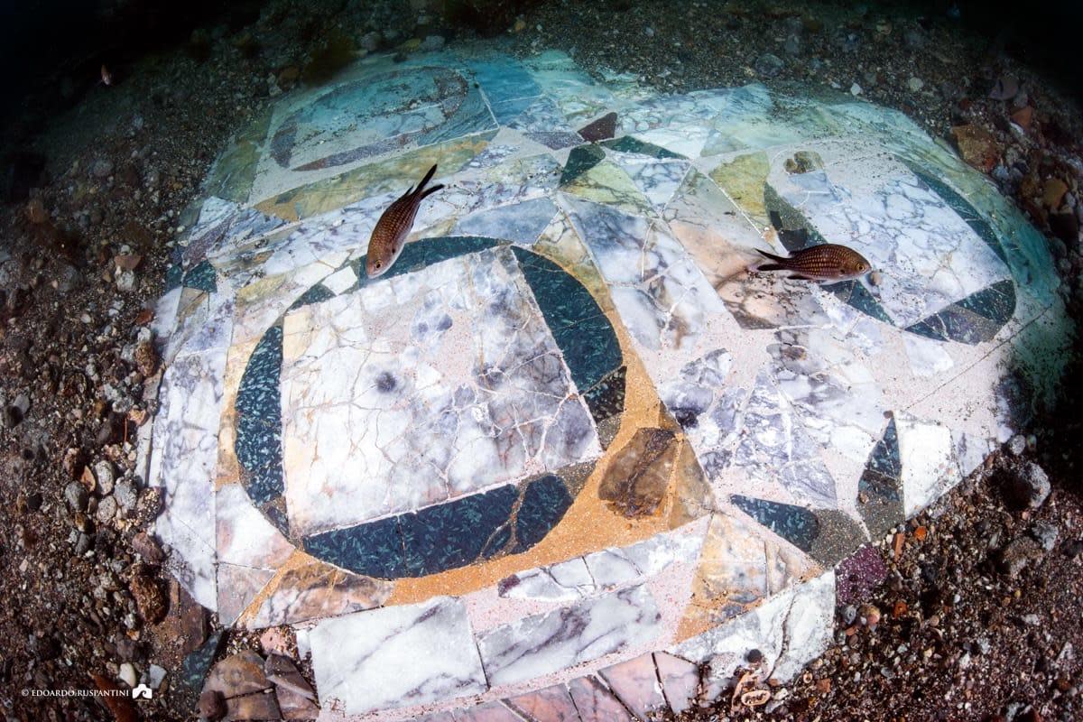 A part of the mosaic floor being excavated.  / Credit: Edoardo Ruspantini