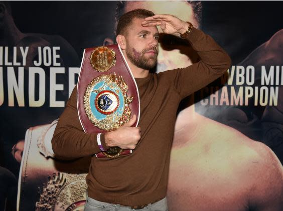 Billy Joe Saunders is undefeated in 27 fights but was stripped of his world title after a failed drugs test (Rex)