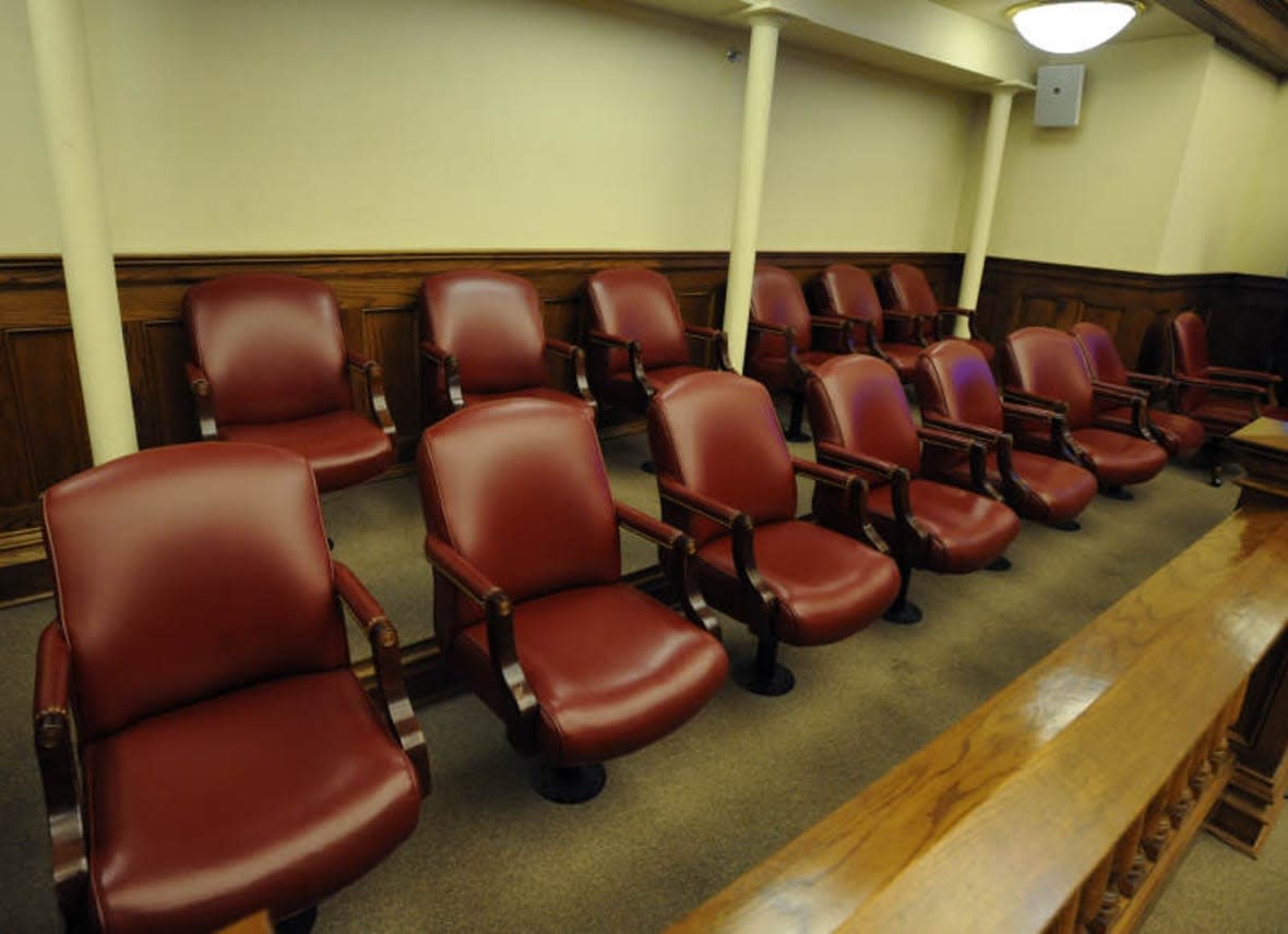 April 28, 2014; Hattiesburg, MS, USA; Empty jury seats as they deliberate during the Ware v. DuPree trial. Mandatory Credit: Ryan Moore-USA TODAY NETWORK