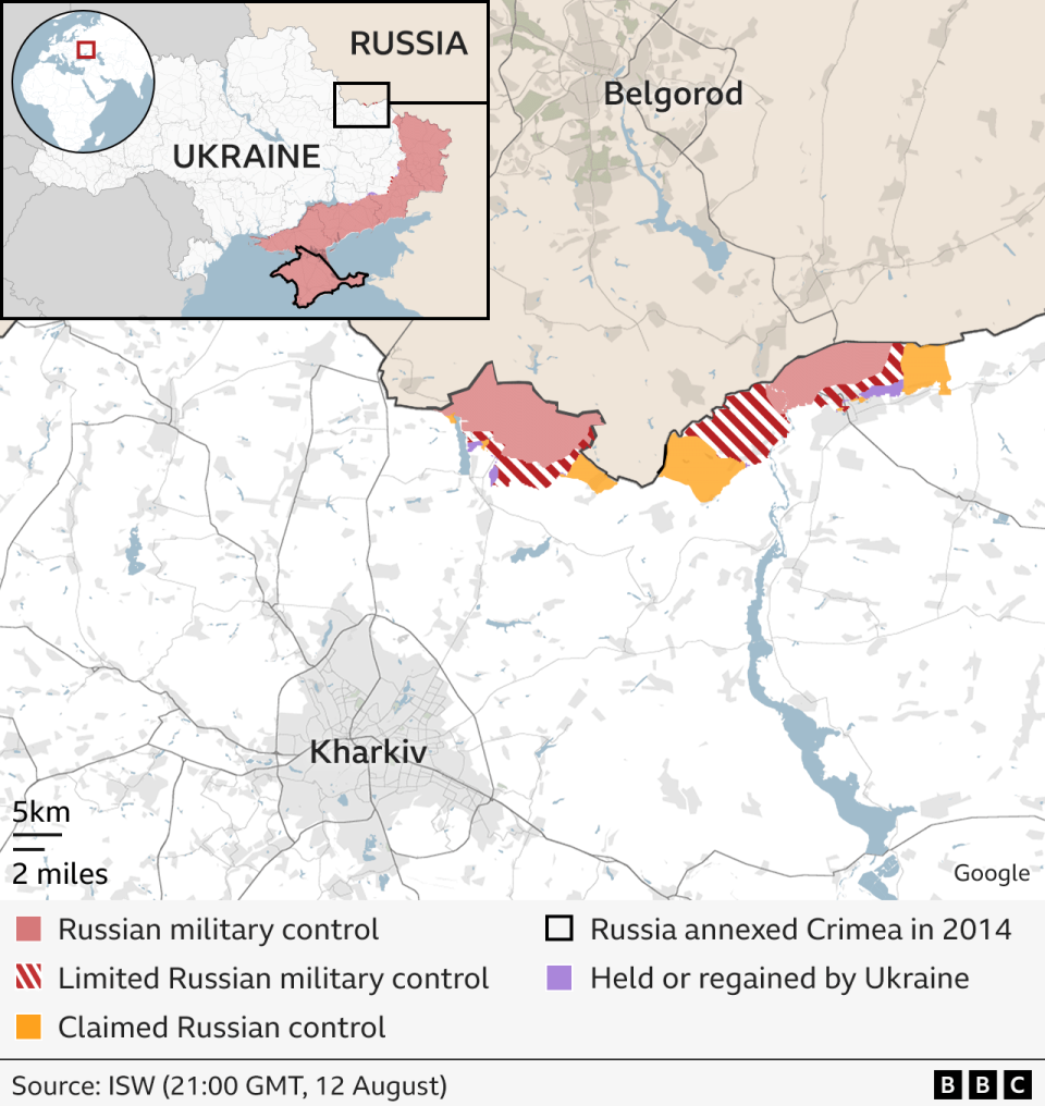 Map showing Russian advances near Kharkiv.