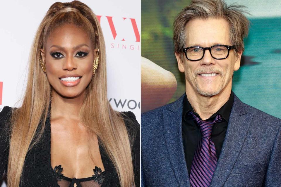 <p>Rodin Eckenroth/Getty, Jason Mendez/Getty</p> Laverne Cox; Kevin Bacon