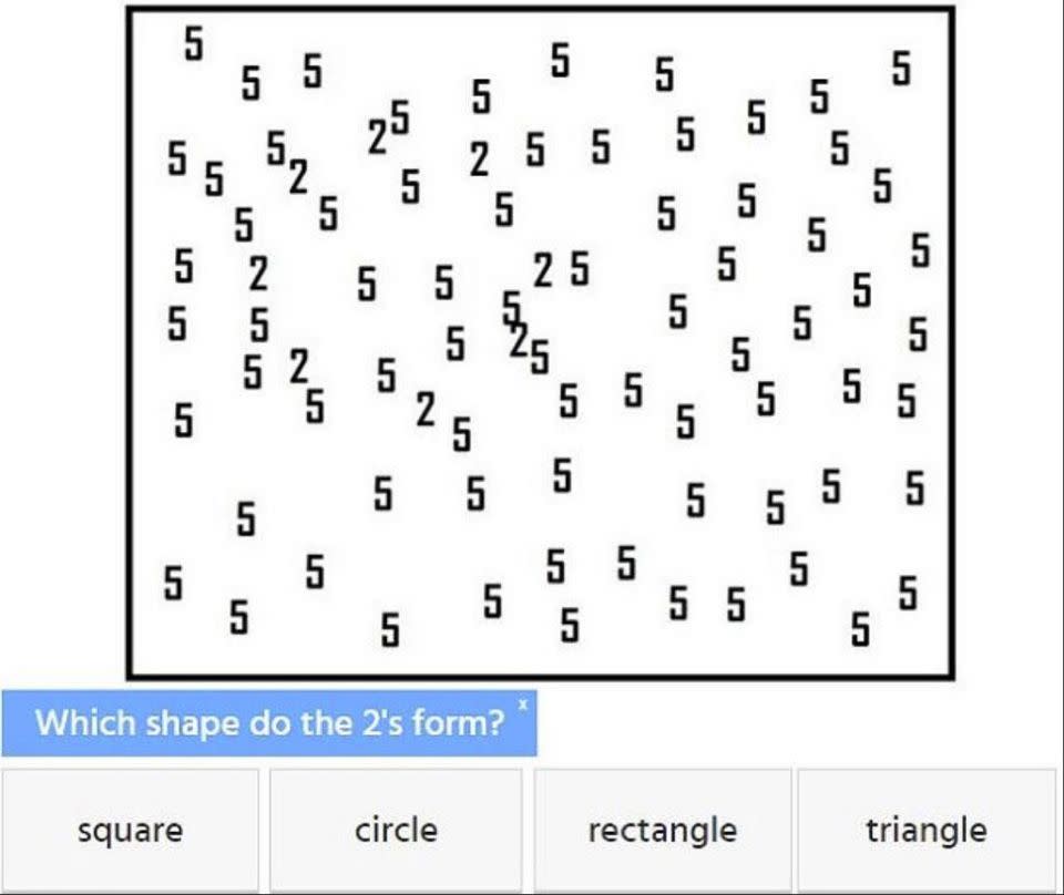 The 2's are hidden in amongst number 5's. Source: Playbuzz.