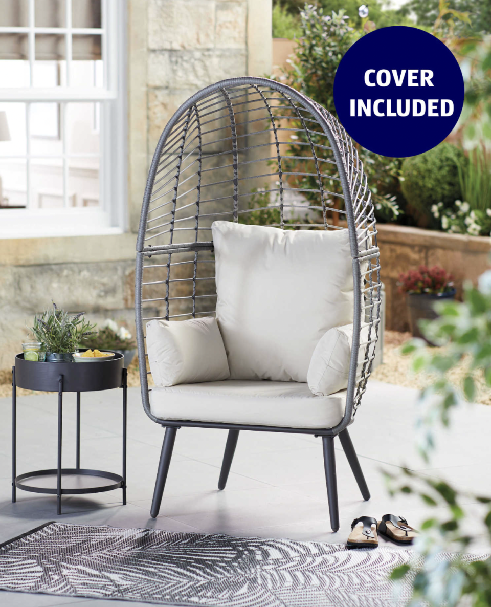 The chair, which comes in grey and cream has racked up five-star reviews. (Aldi)