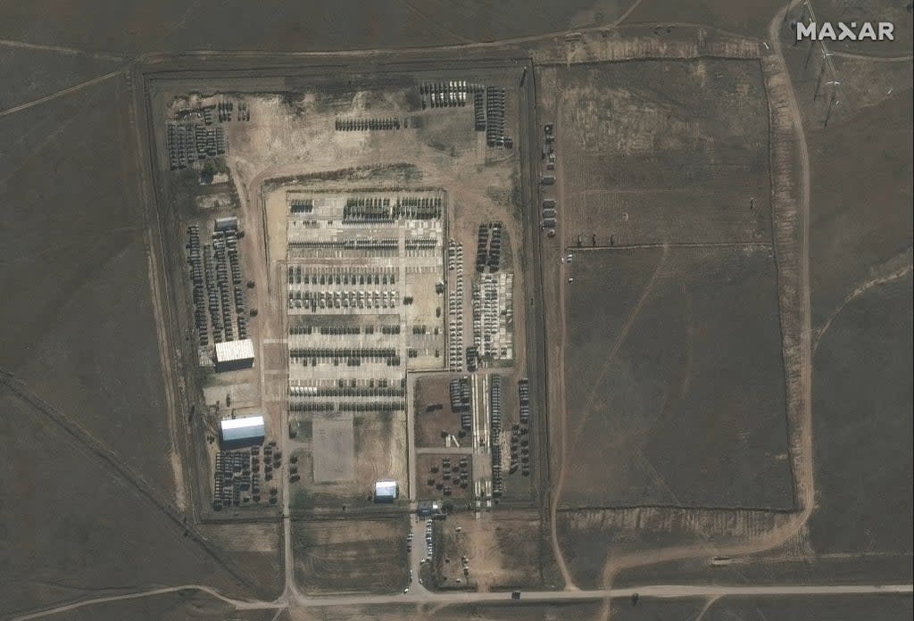 A satellite image of Russian military deployments in Crimea, close to the border with Ukraine (Sat Img Â©2021 Maxar via REUTERS)