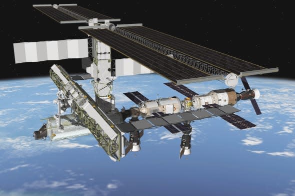 April 2004 - This artist's rendering depicts the port side of the International Space Station following the April 21, 2004 docki